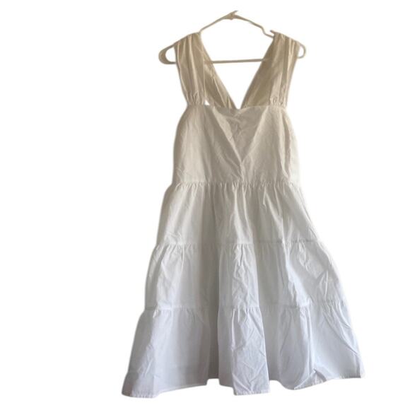 NWT Banana Republic Poplin Mini Tiered Dress V back in white size medium - Picture 6 of 10
